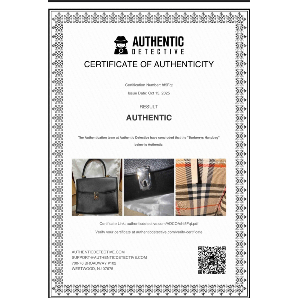 Burberry Leather Top Handle Satchel Bag With Nova Check Lining with COA - Picture 3 of 16